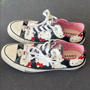 Hello Kitty Mens (9) Women’s (7) Converse  Sneakers - Black, White, and Pink